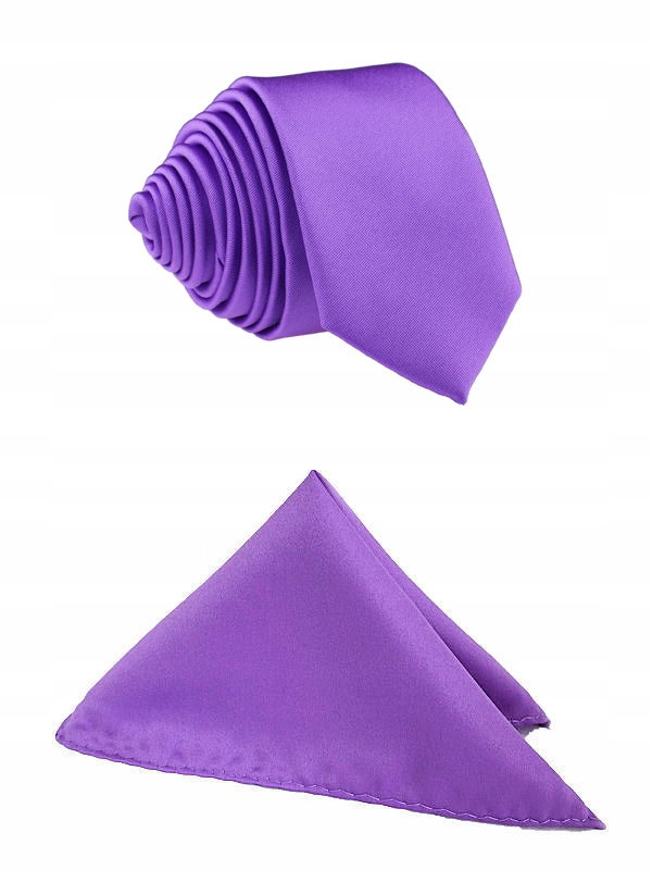 KOMPLET KRAWAT i POSZETKA ZESTAW JASNY FIOLETOWY