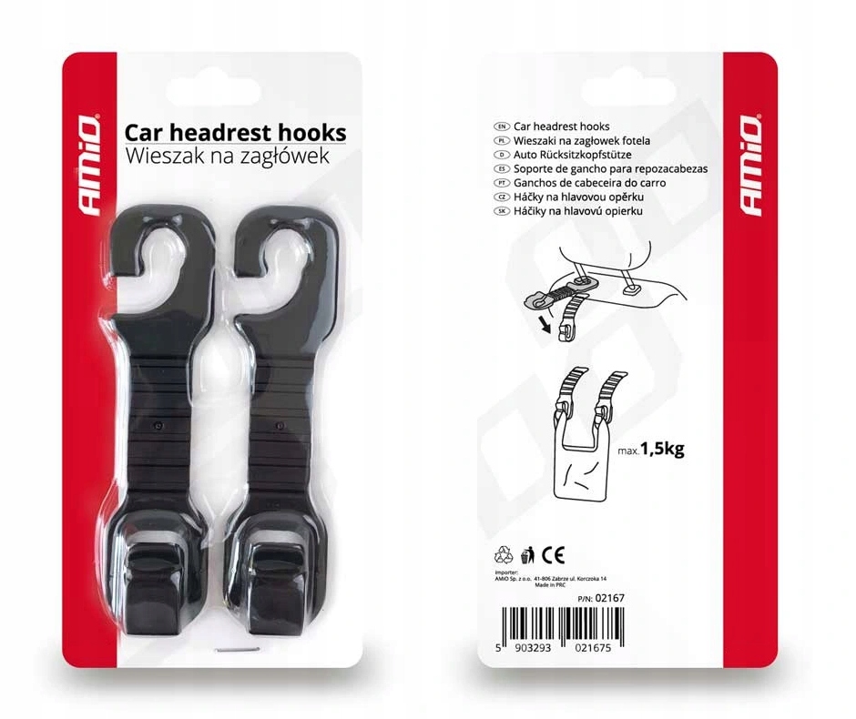 WIESZAK HAK ORGANIZER SAMOCHODU ZAGŁÓWEK NA ZAKUPY Rodzaj wieszaki