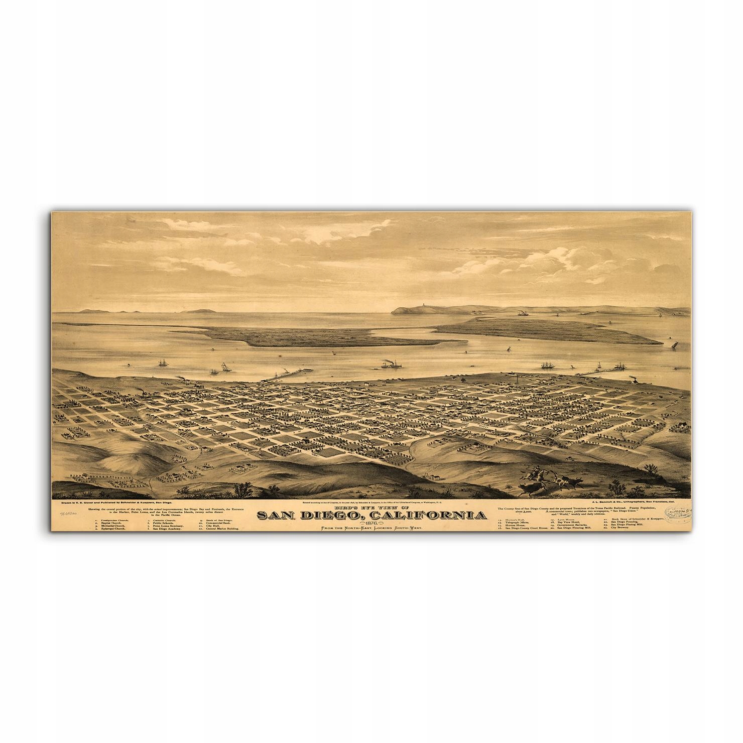 

Obraz akryl 120x60 wiszący San Diego Mapa Vintage