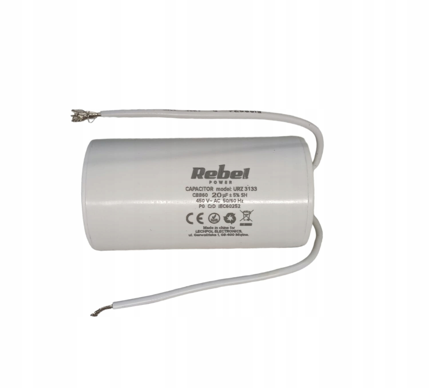 Kondensator 20uF 450V do silników 1-fazowych