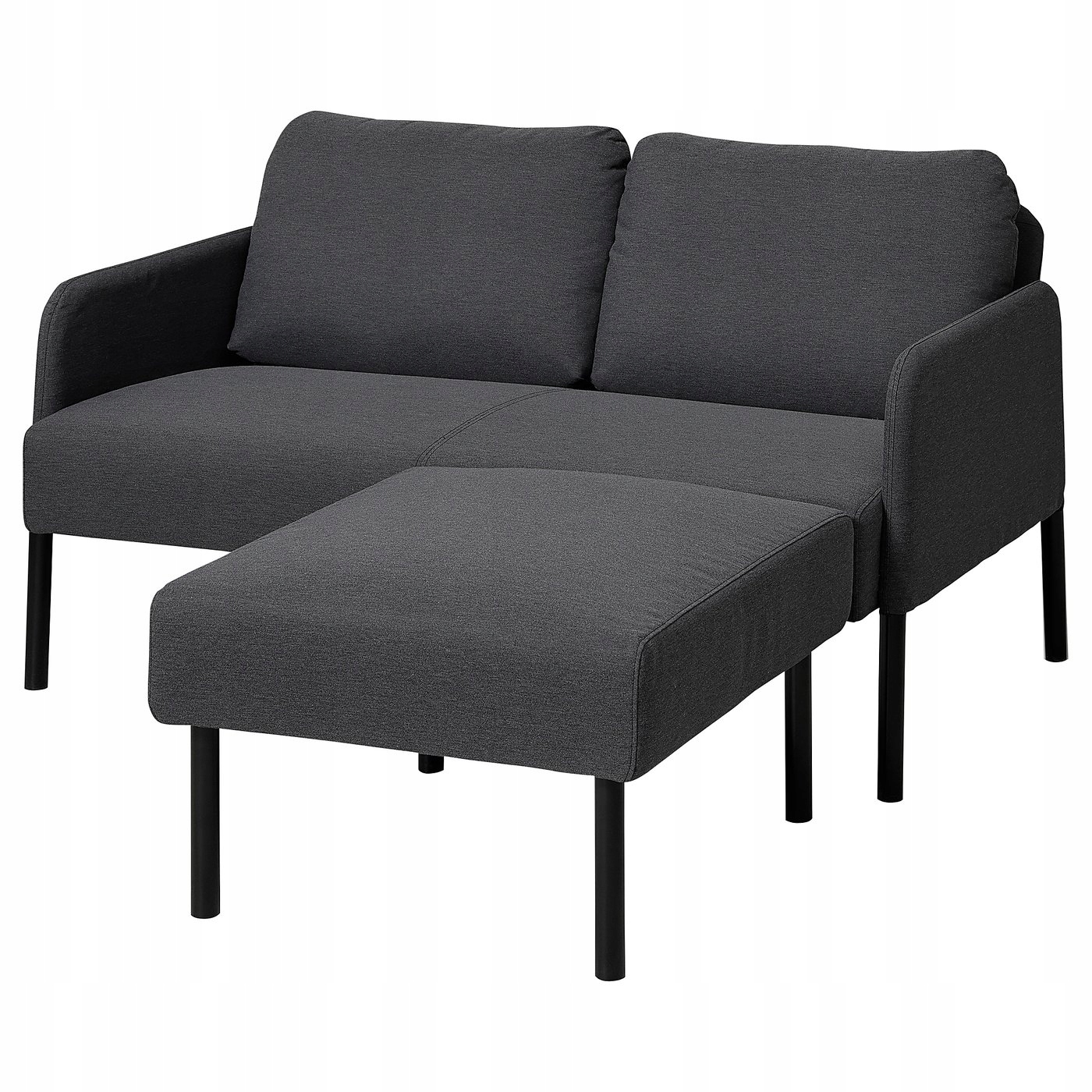 Sofa 2-osobowa z szezlongiem ciemnoszara kompaktowa