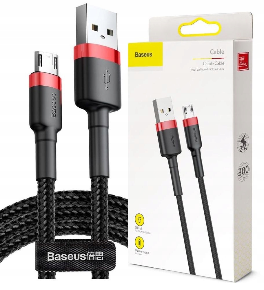 Kabel Baseus USB - microUSB typ B 3 m czerwony