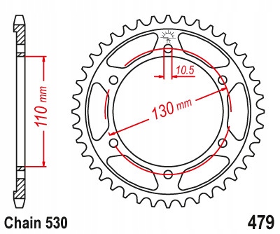 Ozubení zadní zadní velké Yamaha YZF-R6 S 44 zubů