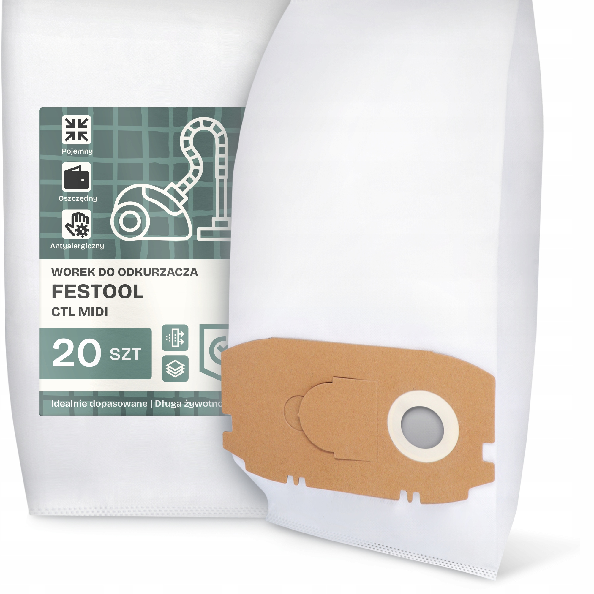 20 x Sáček Do Vysavače Festool Ctl MIDI Syntetický Flizelinový Sáčky G9-W