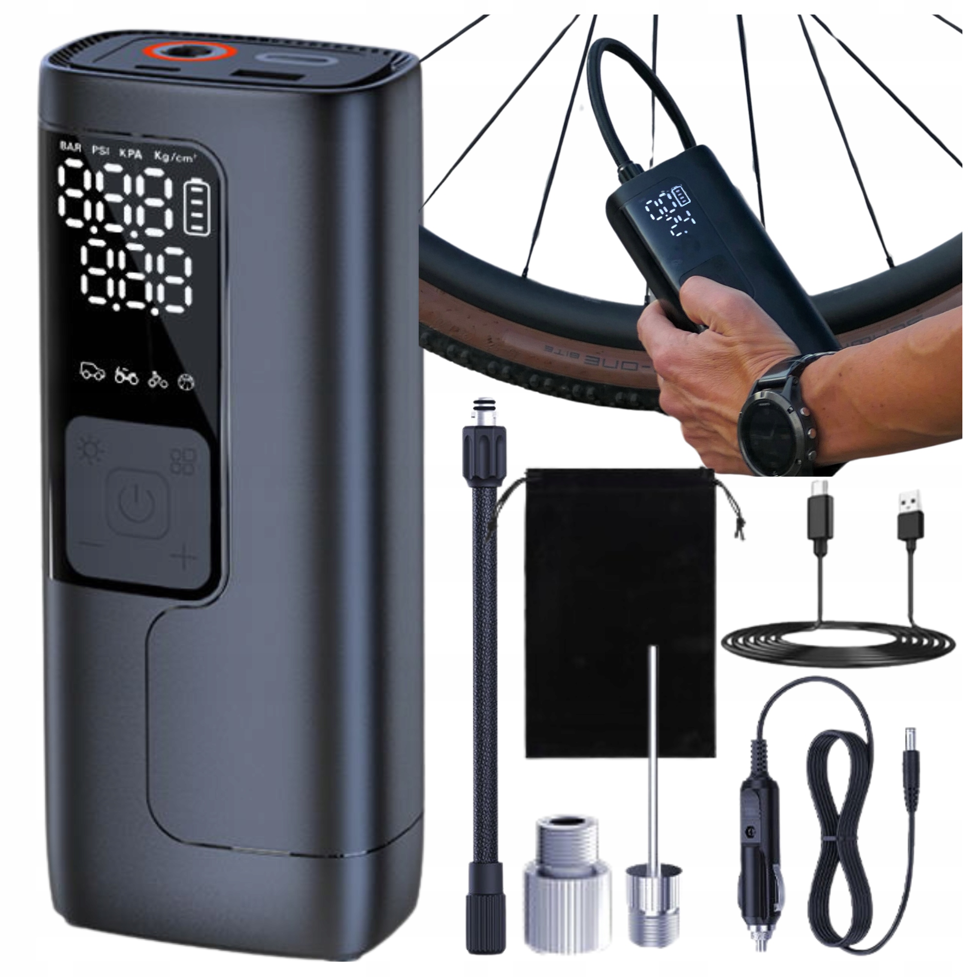 Kompresor do auta Elektrická pumpa na kolo skútr bezdrátová fast