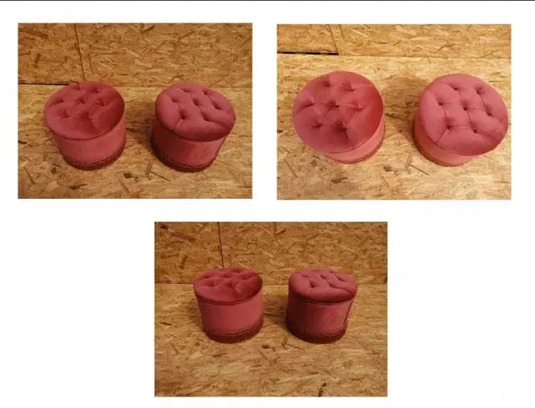 Pufa tapicerowana czerwona okrągła pikowana ze schowkiem Boho hoker 24h