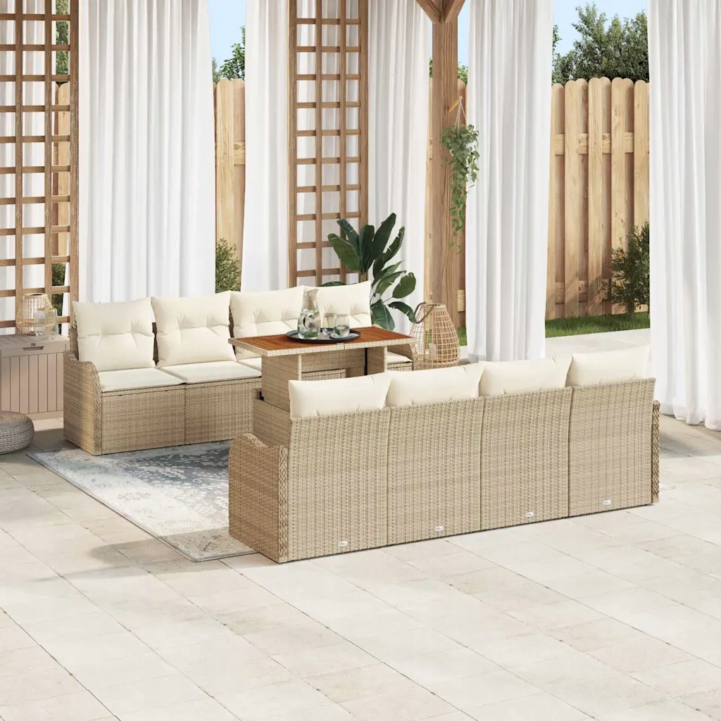 Sada zahradních pohovek 7 pcs béžová a krémová 100 x 55 x 73 cm Béžová 3349