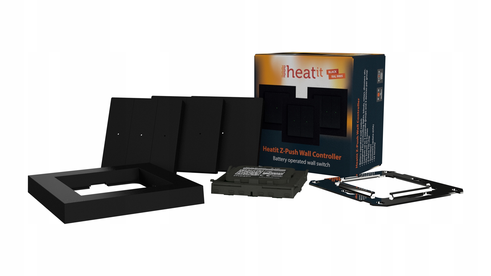 Heatit Z-Push Wall Controller czarny Z-wave Kod producenta Z-Push RAL 9011