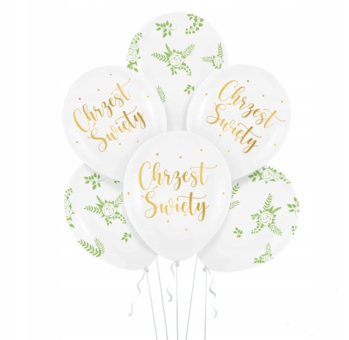 

Balony Chrzest Święty złoto i kwiaty 6szt dekor Q5