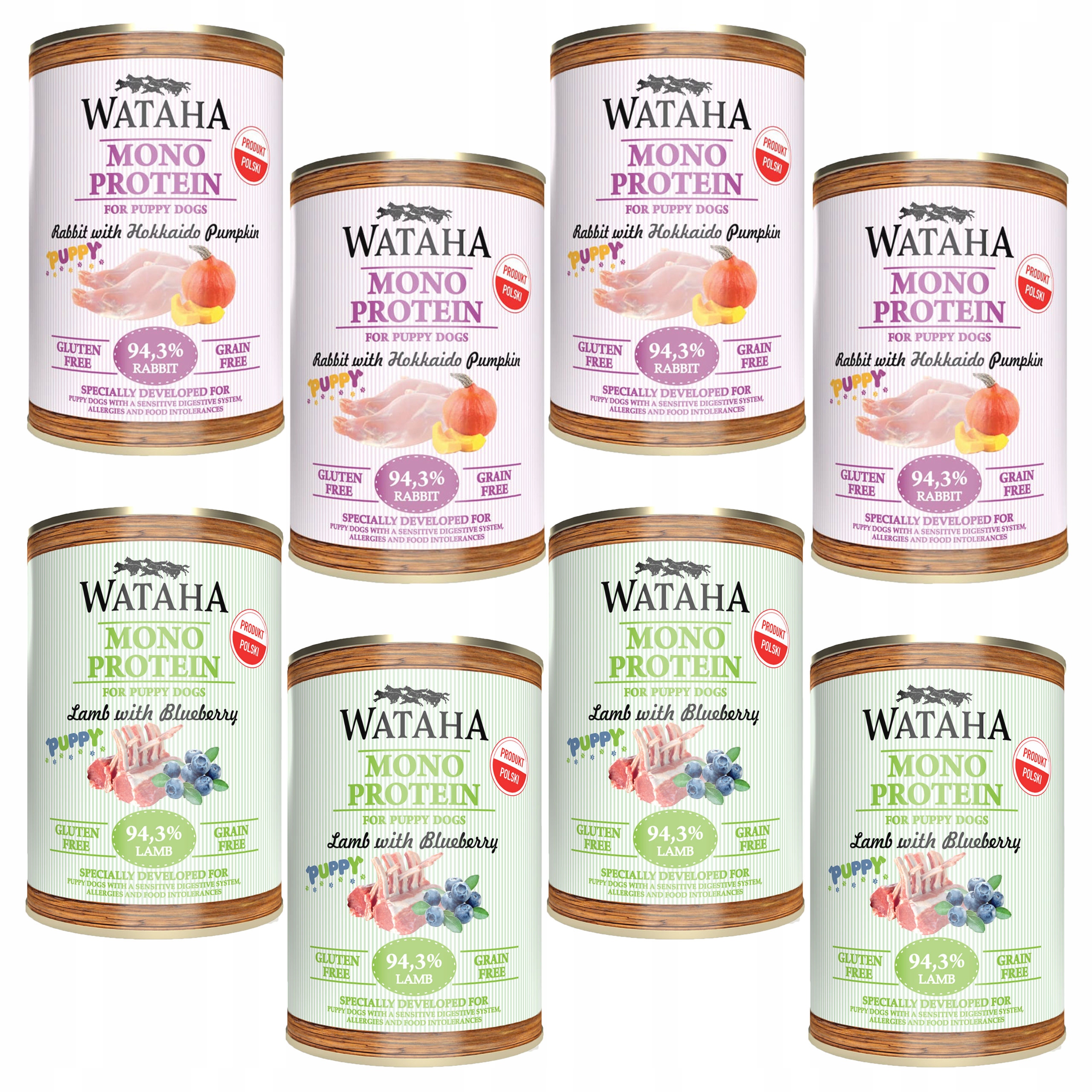 Wataha Mono Puppy karma mokra dla szczeniąt Mix smaków 8 x 400g