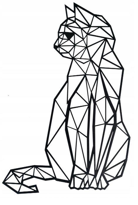 Geometrická 3D nástěnná dekorace Kočka 50 cm