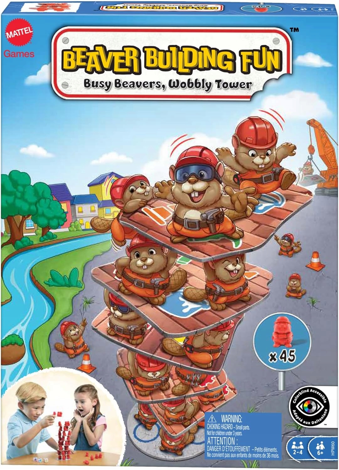 Mattel Wieża bobrów Gra dla dzieci i rodzin HPW60 6+