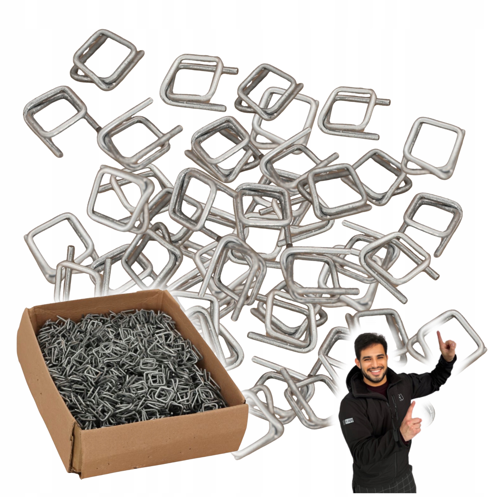 Zapinki druciane CB5 16mm 1000szt. spinki klamerki metalowe taśm Pp Pet Wg