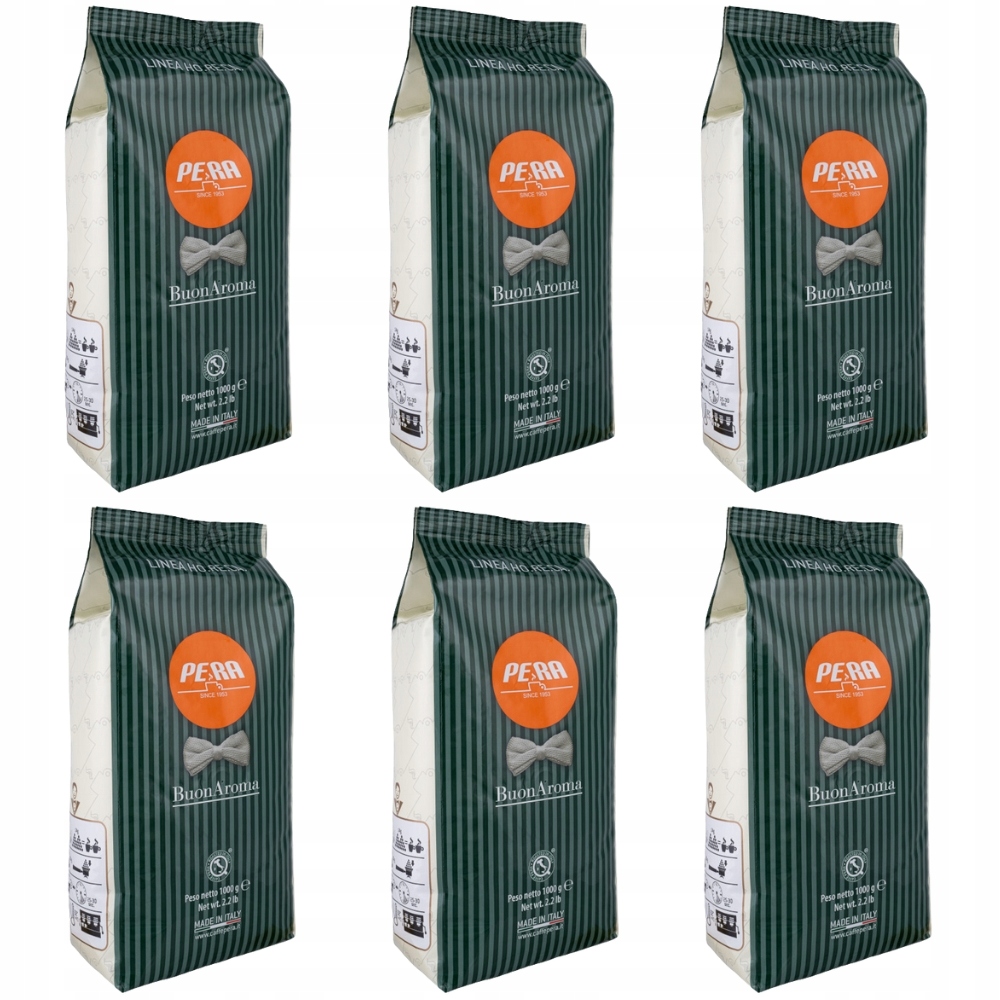 Levně Káva zrnková Pera Buon Aroma 1 kg x 6 čerstvě pražená italská káva sada 6 kg