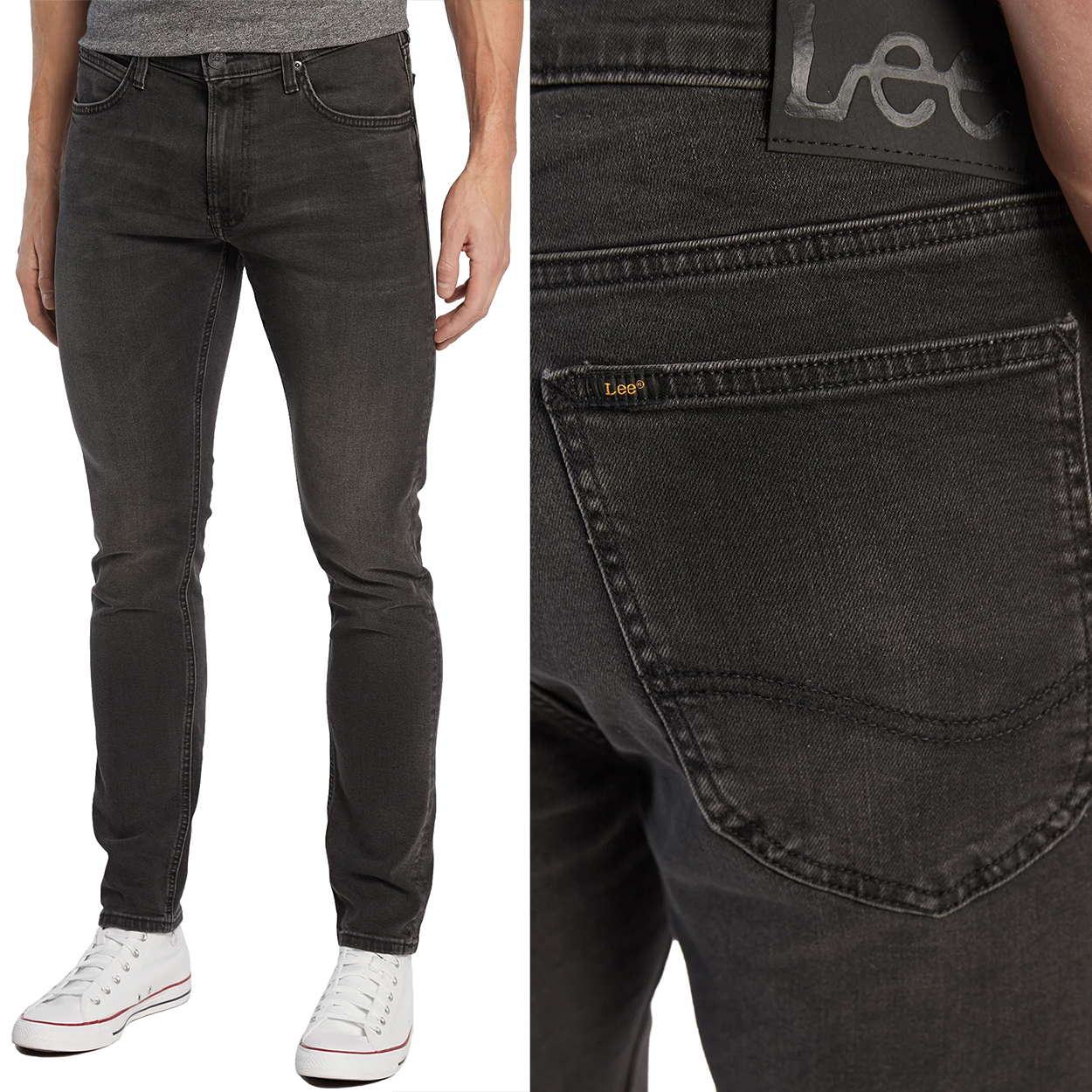 Lee Luke slim Asphalt Rocker silně zúžené šedé džínové kalhoty W30 L36
