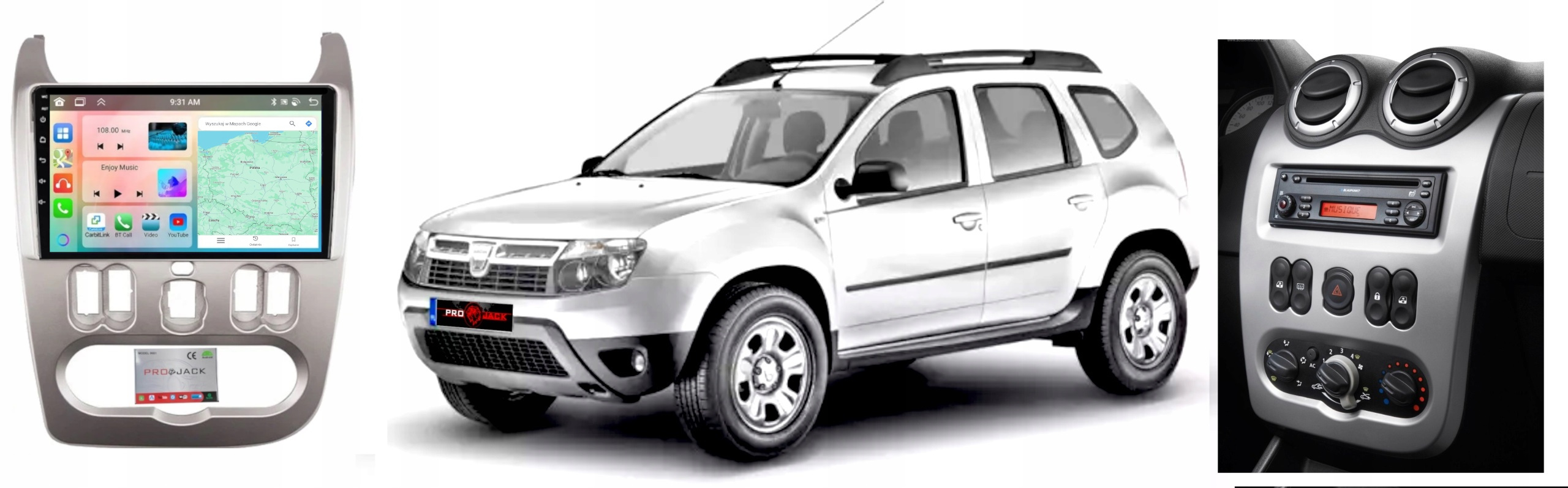 Autorádio Navigace Gps Android Dacia Duster 2010-2013 Carplay Wifi 6GB 128GB