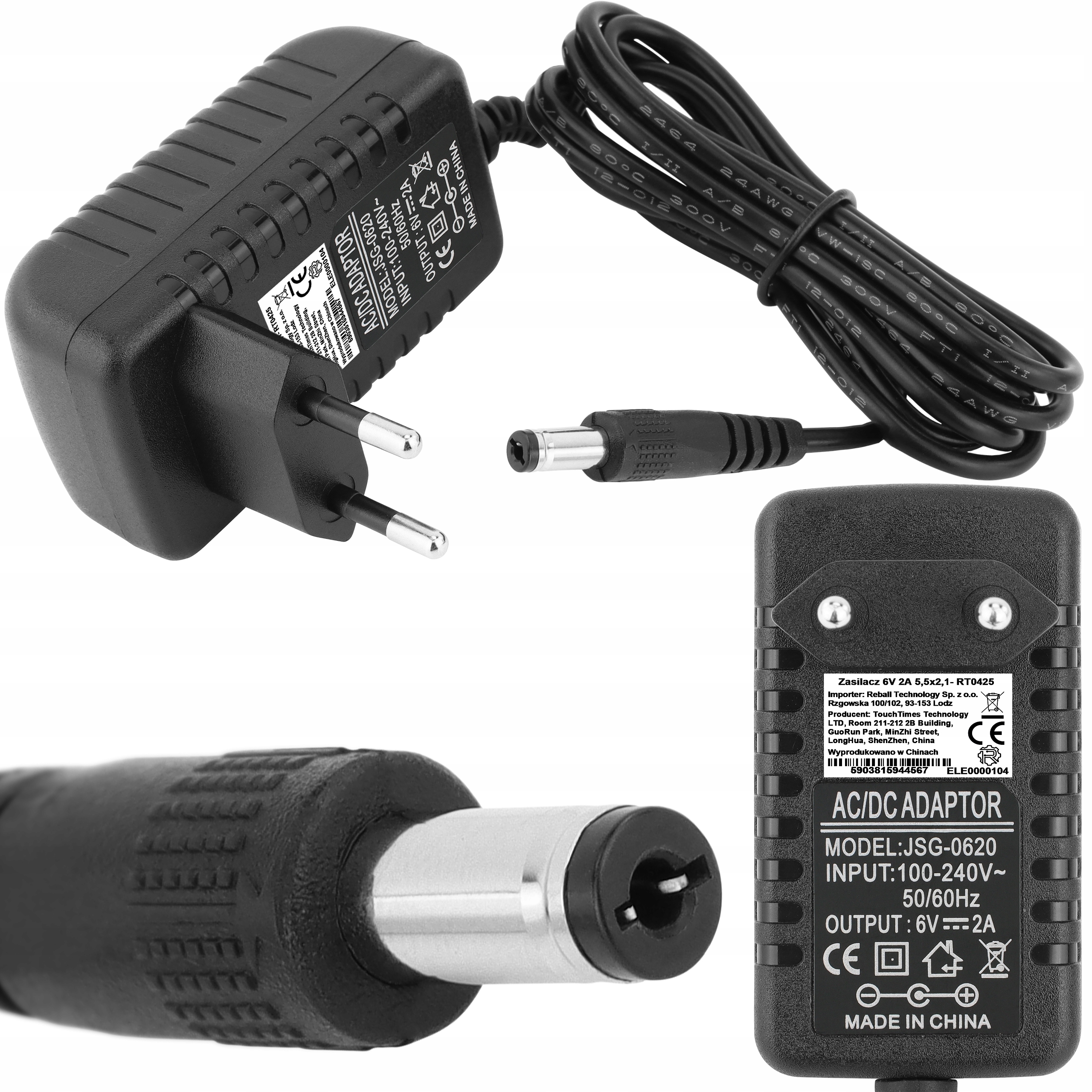 Zasilacz 6V 2A 12W Impulsowy DC Sieciowy Uniwersalny Reball 2.1/5.5mm