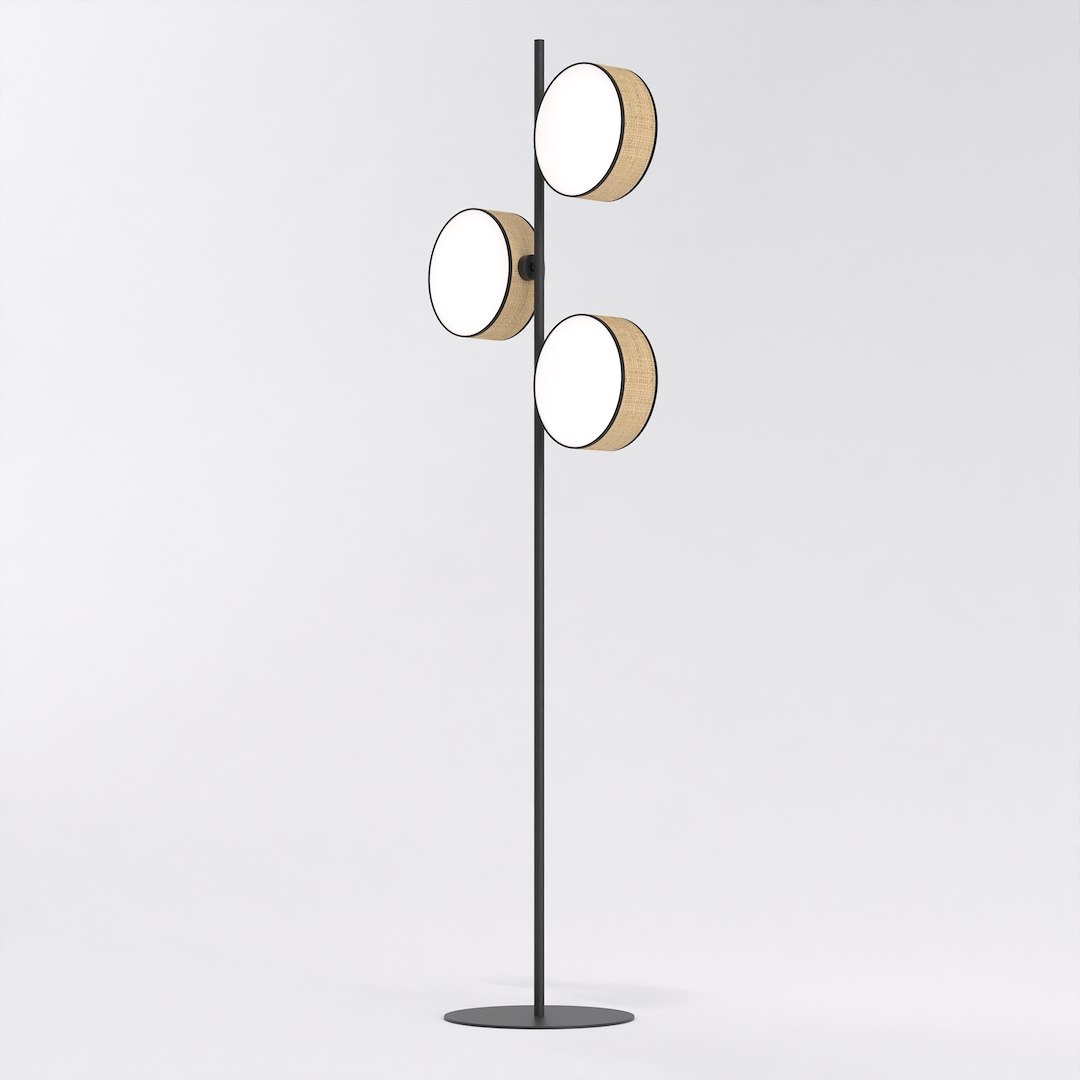 Podlahová lampa Drumz LP3 v minimalistickom štýle Ratanová