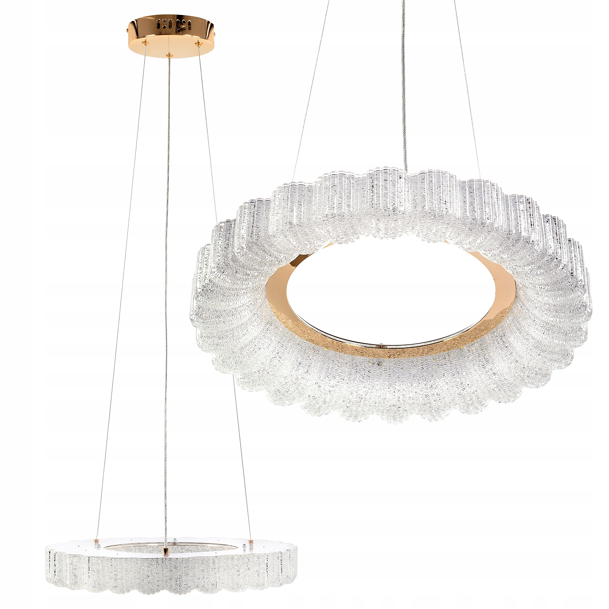 Závěsné Stropní Svítidlo Led Glamour Rozeta Ring Růžové Zlato 40 CM Toolight