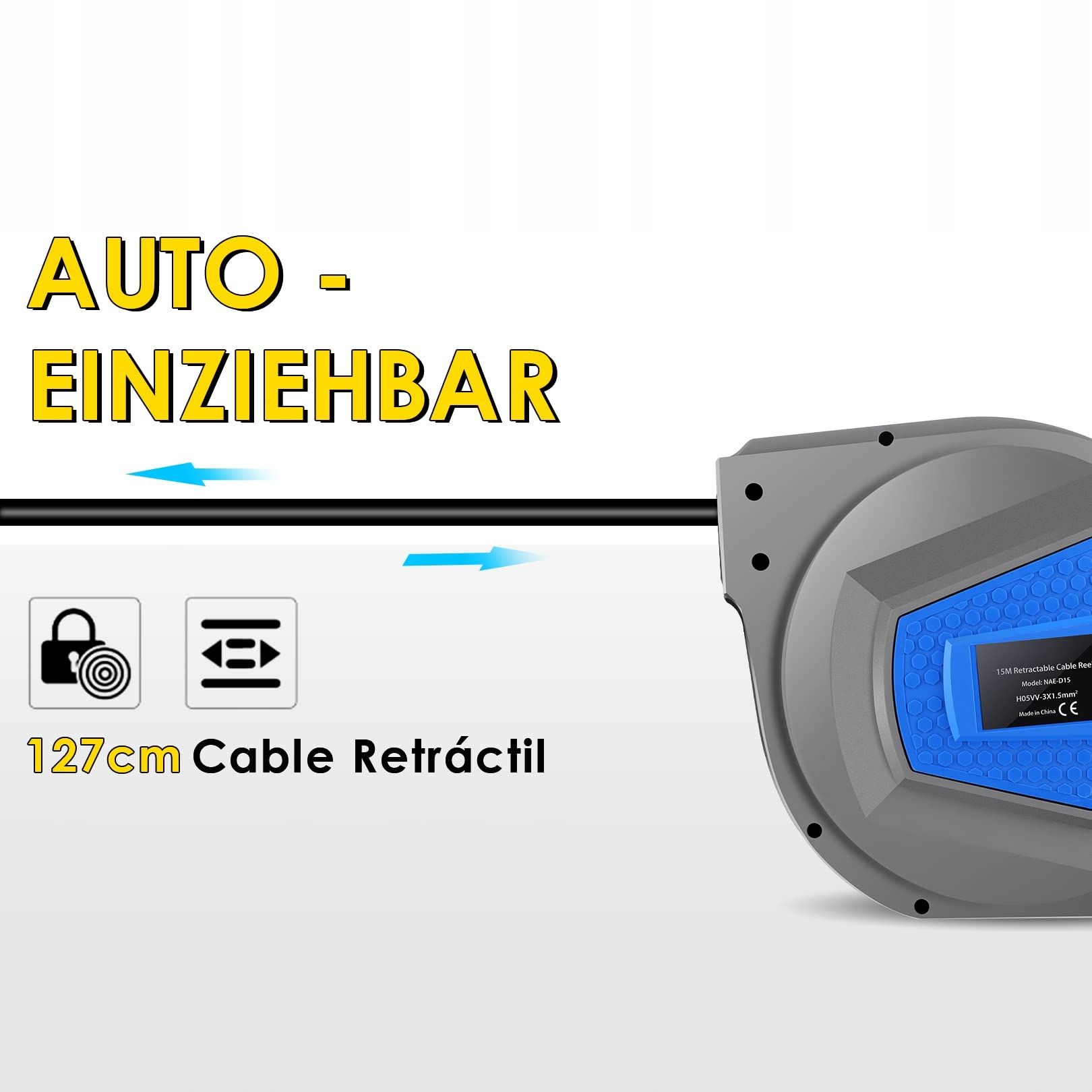 PROFESSIONELL Automatyczna Zwijarka Kabli 15m Montaż Ścienny/Sufitowy — miniatura 4