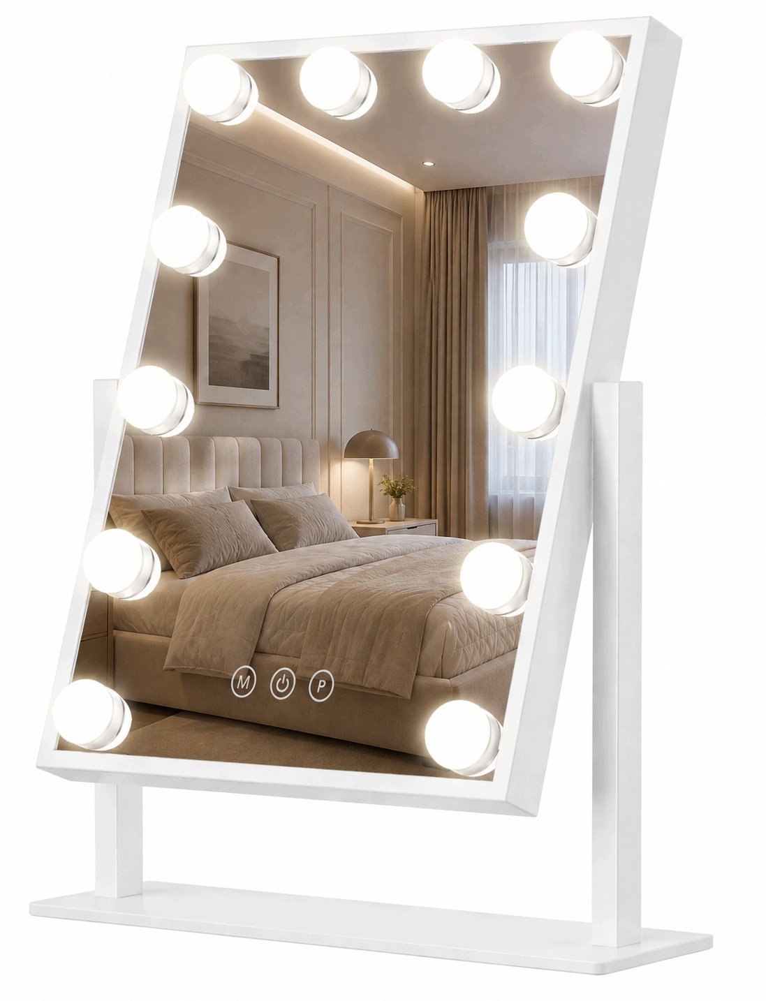Zrcadlo 12LED podsvícené 30x40 cm Kosmetické na líčení Hollywood