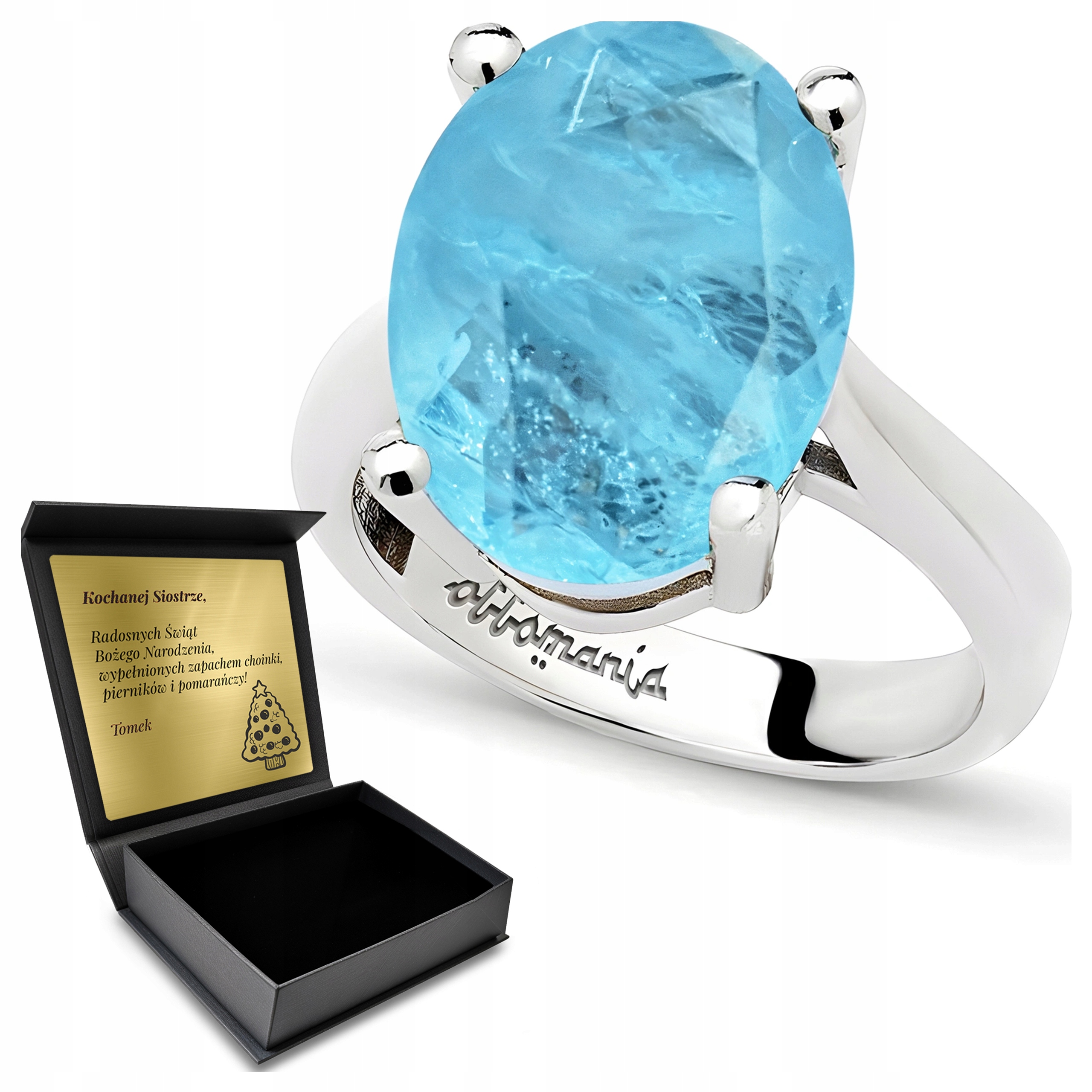 Prstýnek 925 S Turmalínovým Kamenem Paraiba Velký Gravírování Bonus