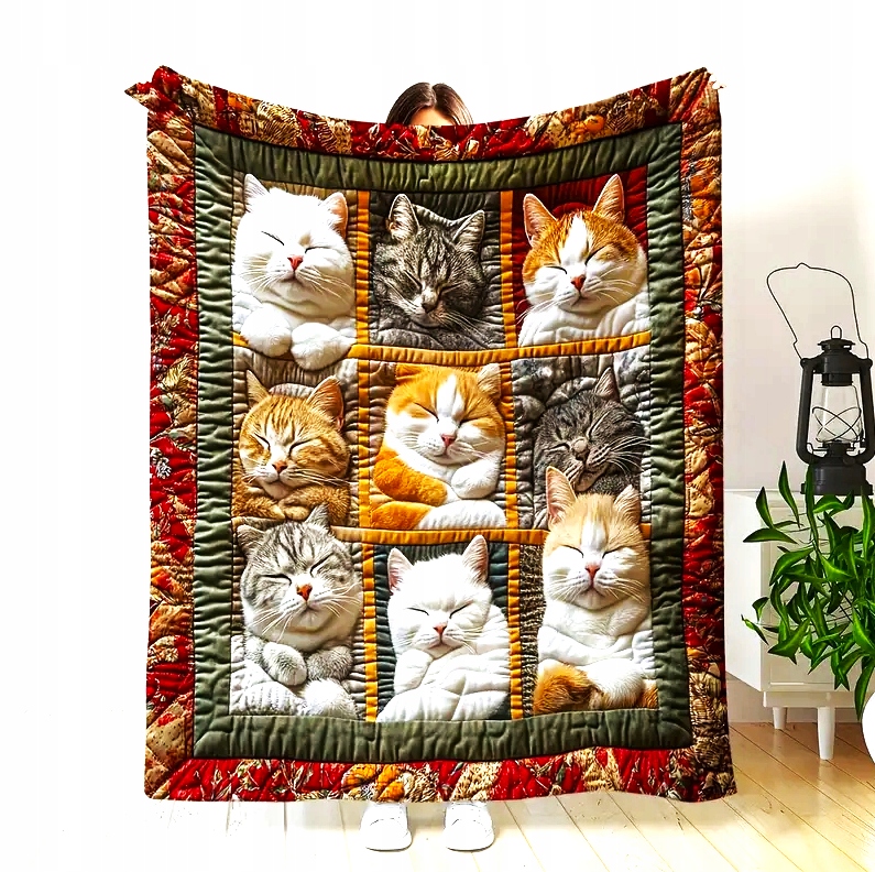 Deka deka pléd přehoz barevné kočky koláž boho 150x200 cm měkký dárek