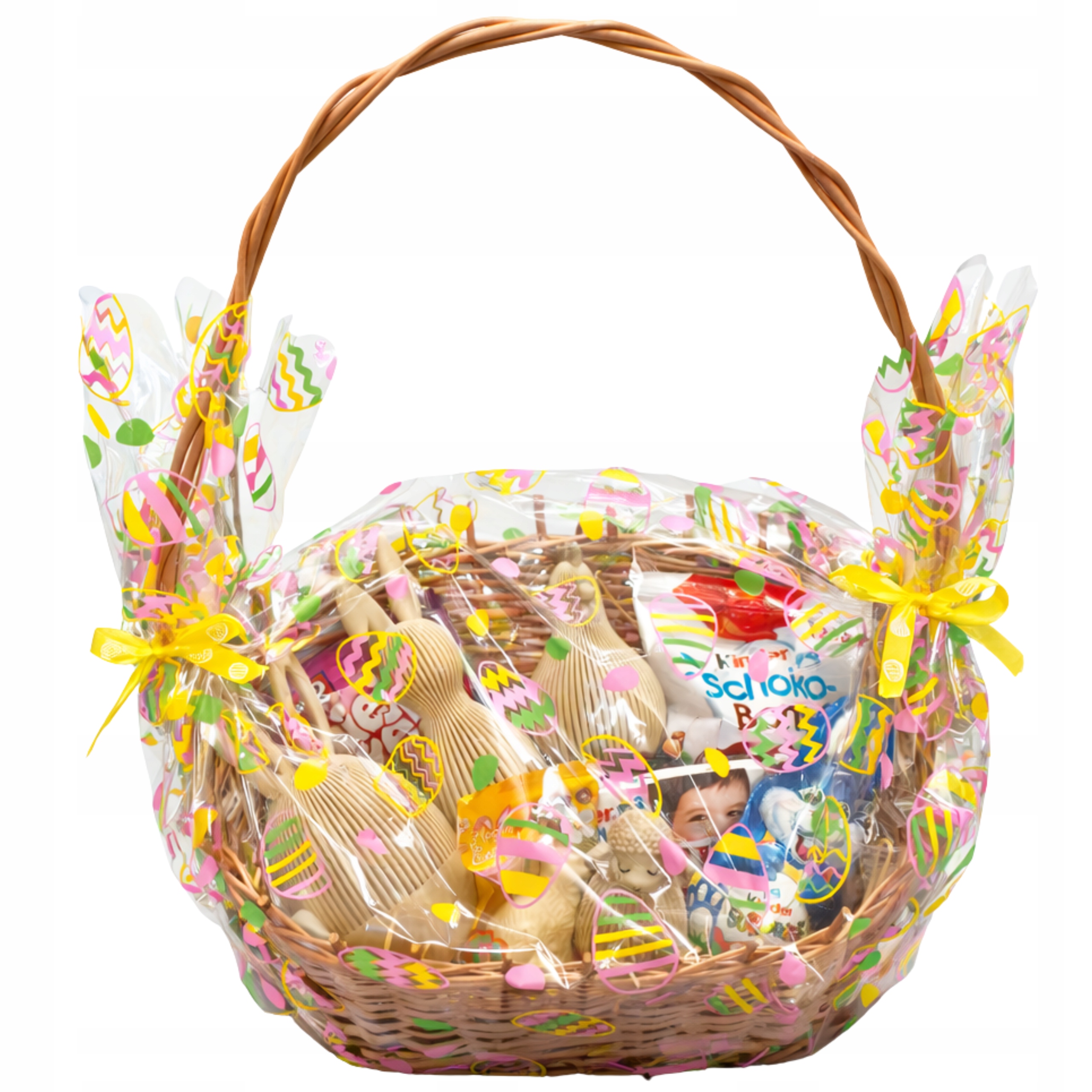 Levně Velikonoční proutěný dárkový košík na Dárek Figurky Sladkosti Velikonoce