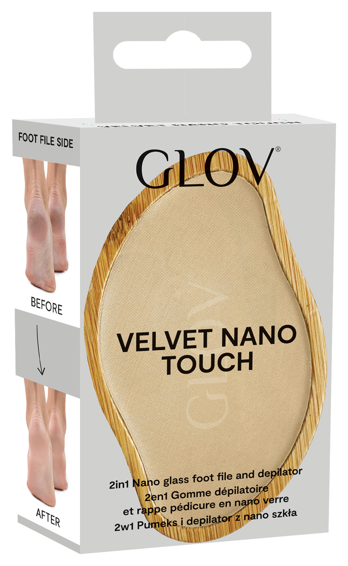 depilátor na nohy Glov Velvet Nano Touch s pemzou a nano sklem