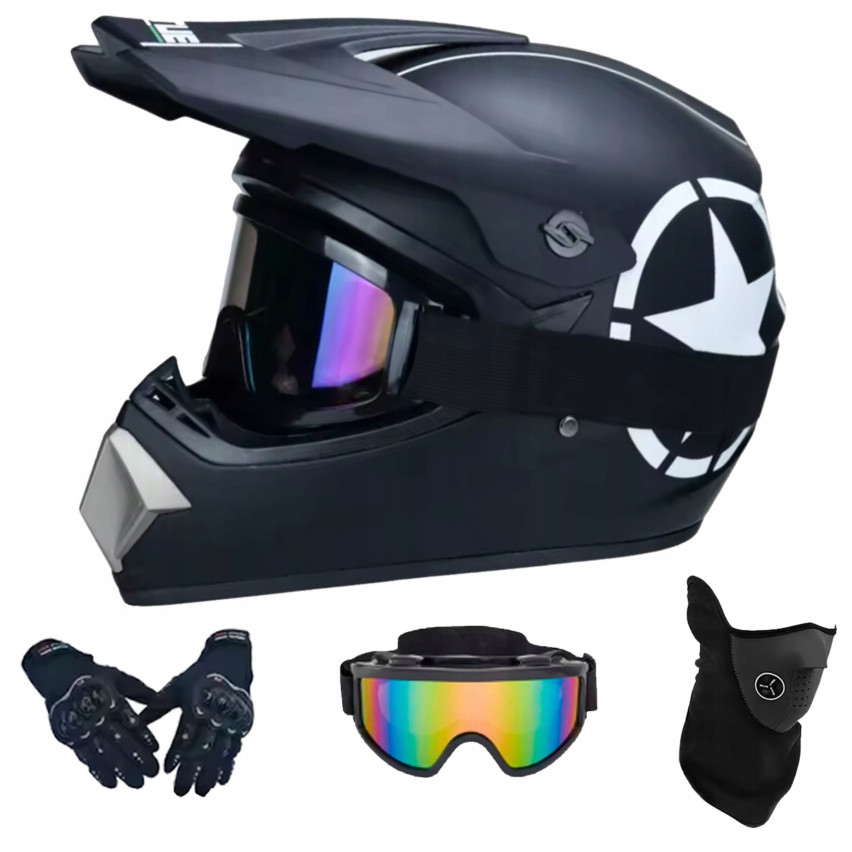 Helma Na Elektrickou Koloběžku Cross Enduro Quad Bmx Helma Brýle Rukavice M
