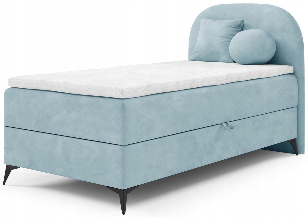 Postel pro mláděž 90x200 cm Lunelle s úložným prostorem, modrá, pravý velur