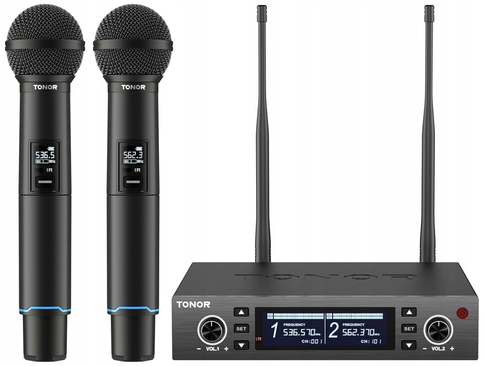 Bezdrátové mikrofony Tonor TW750 2x Uhf Led mute 100 m