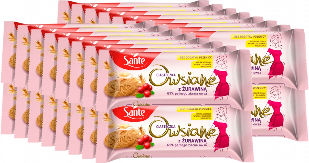 Sante Ciasteczka Owsiane Z Żurawiną 135G x32