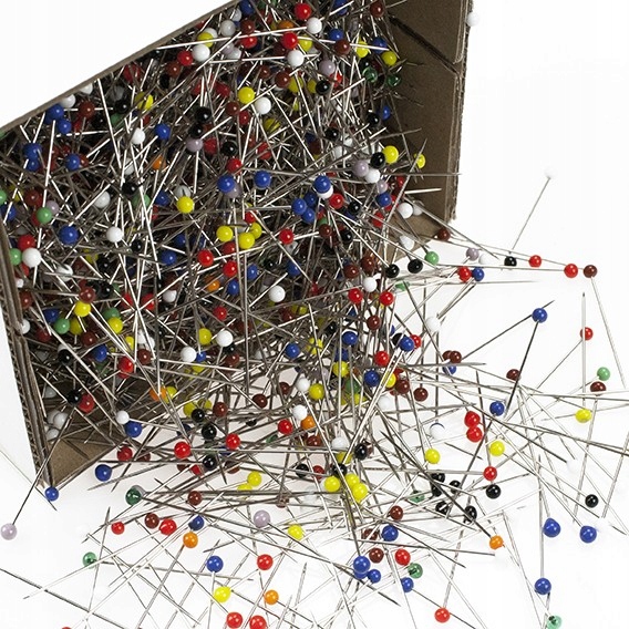 Špendlíky s barevnou skleněnou hlavou 0,60 x 30 mm 0,5 kg