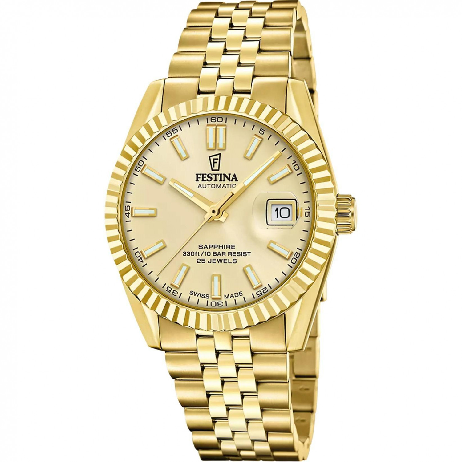 Pánské Hodinky Festina F20092-2 zlatý náramek