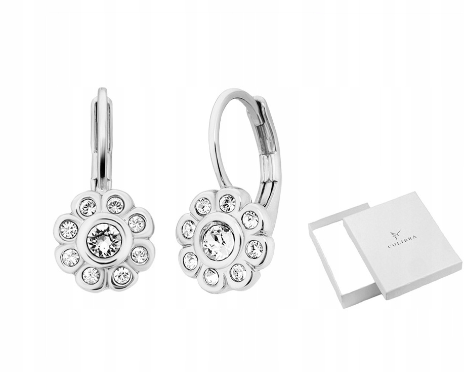 SREBRNE KOLCZYKI DLA DZIECI KWIATUSZKI SWAROVSKI