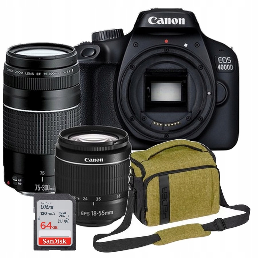 Sada Fotoaparátů Canon 4000D 18-55 DC III 75-300 DC Taška Pedea XL Kar