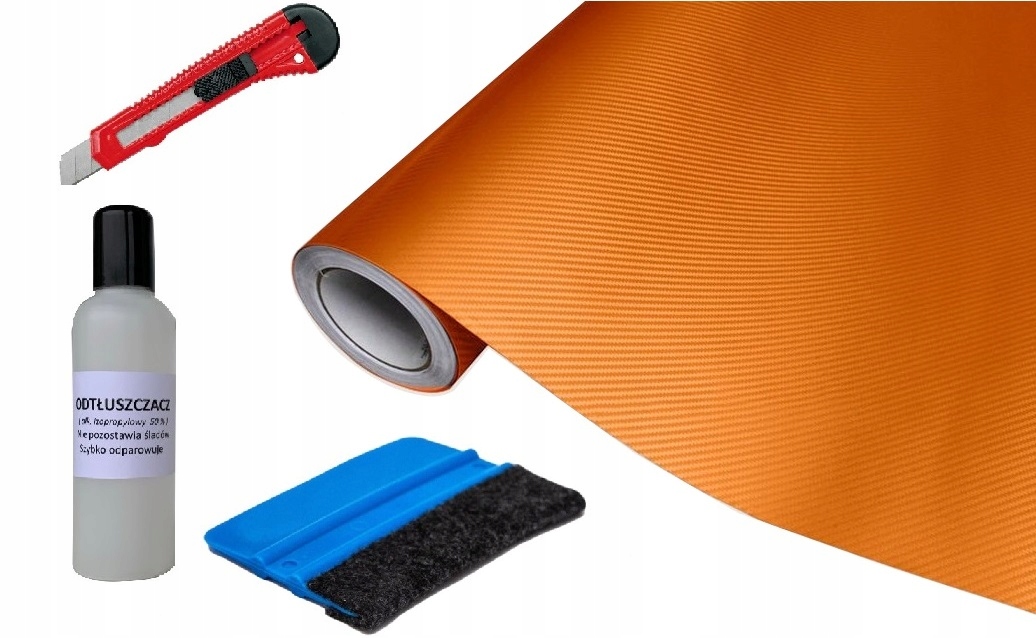 

3m x 50cm Folia Okleina Carbon Pomarańczowa+gratis