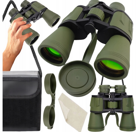Solidna Lornetka Myśliwska Wojskowa Szklana Optyka 20x50 Etui