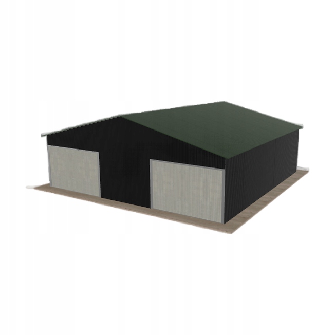 Plechová garáž 8.5 x 8.5 m dvoupolohová, dvoupolohová, černá