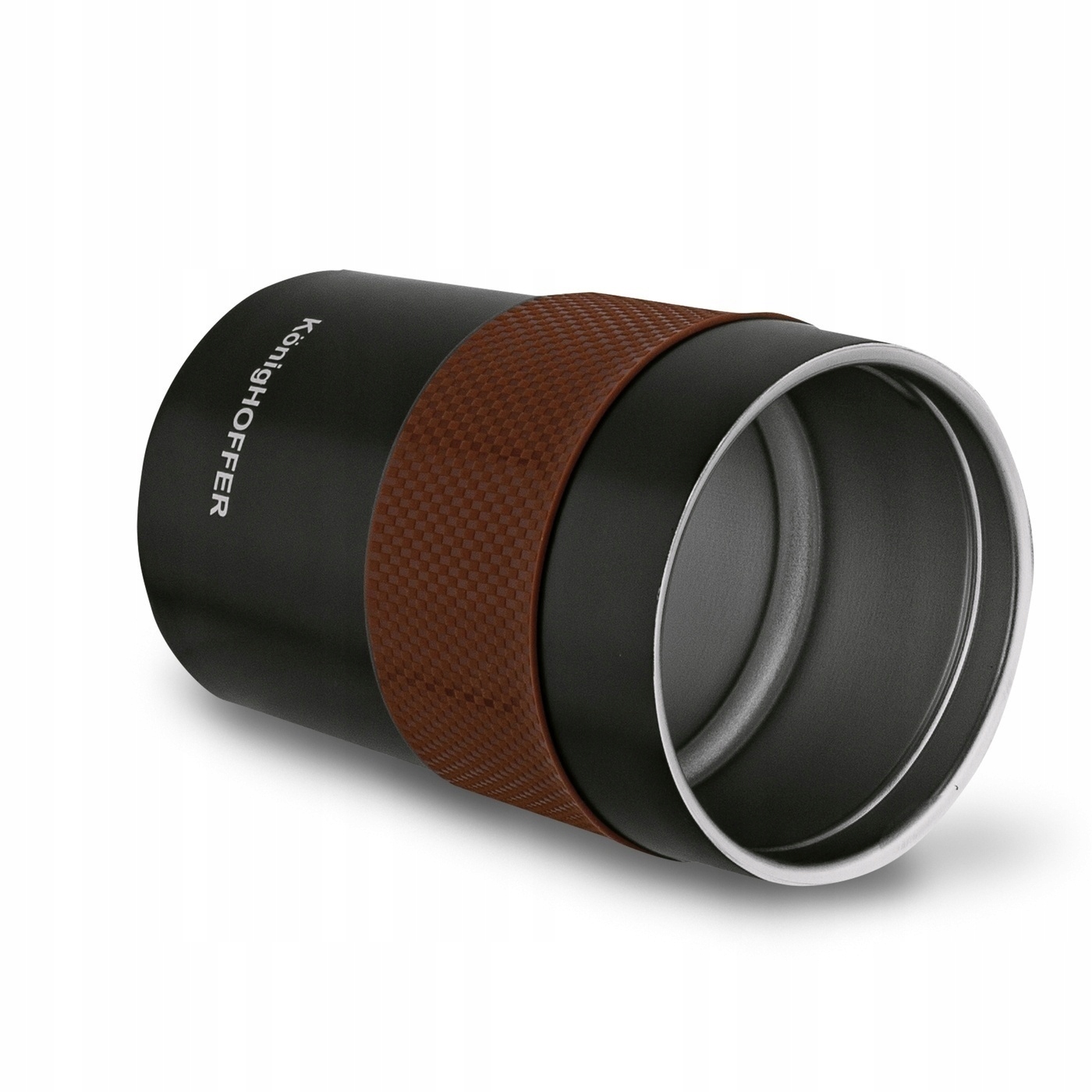 KUBEK TERMICZNY na kawę z USTNIKIEM antypoślizgowy UCHWYT BRĄZOWY 330ml Model Elliot