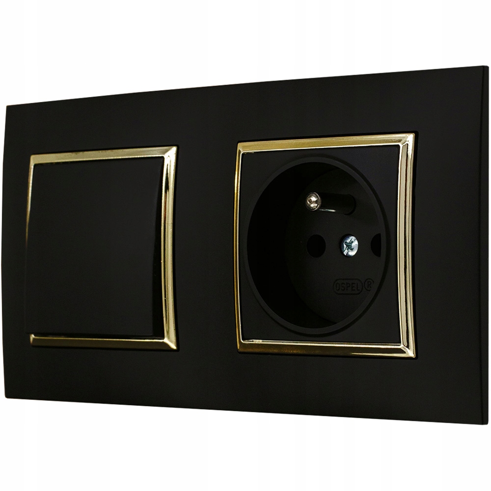 

Gniazdo Z Włącznikiem Do Sypialni Czarne Złote