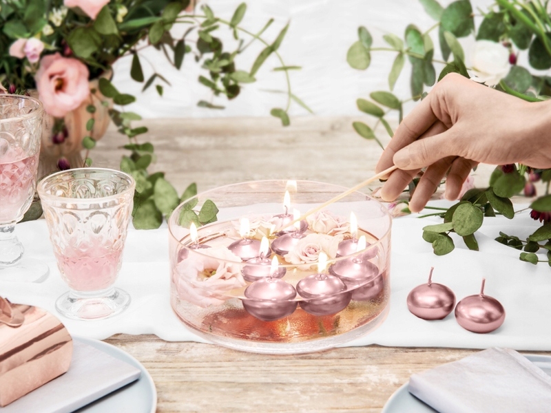 PŁYWAJĄCE ŚWIECE ŚWIECZKI WESELE ROSE GOLD Różowe EAN (GTIN) 5900779107502
