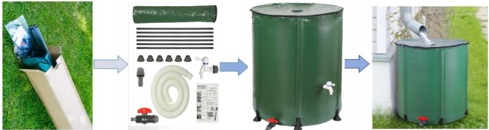 Składany zbiornik na wodę deszczówkę 500L Pojemność zbiornika 500 l