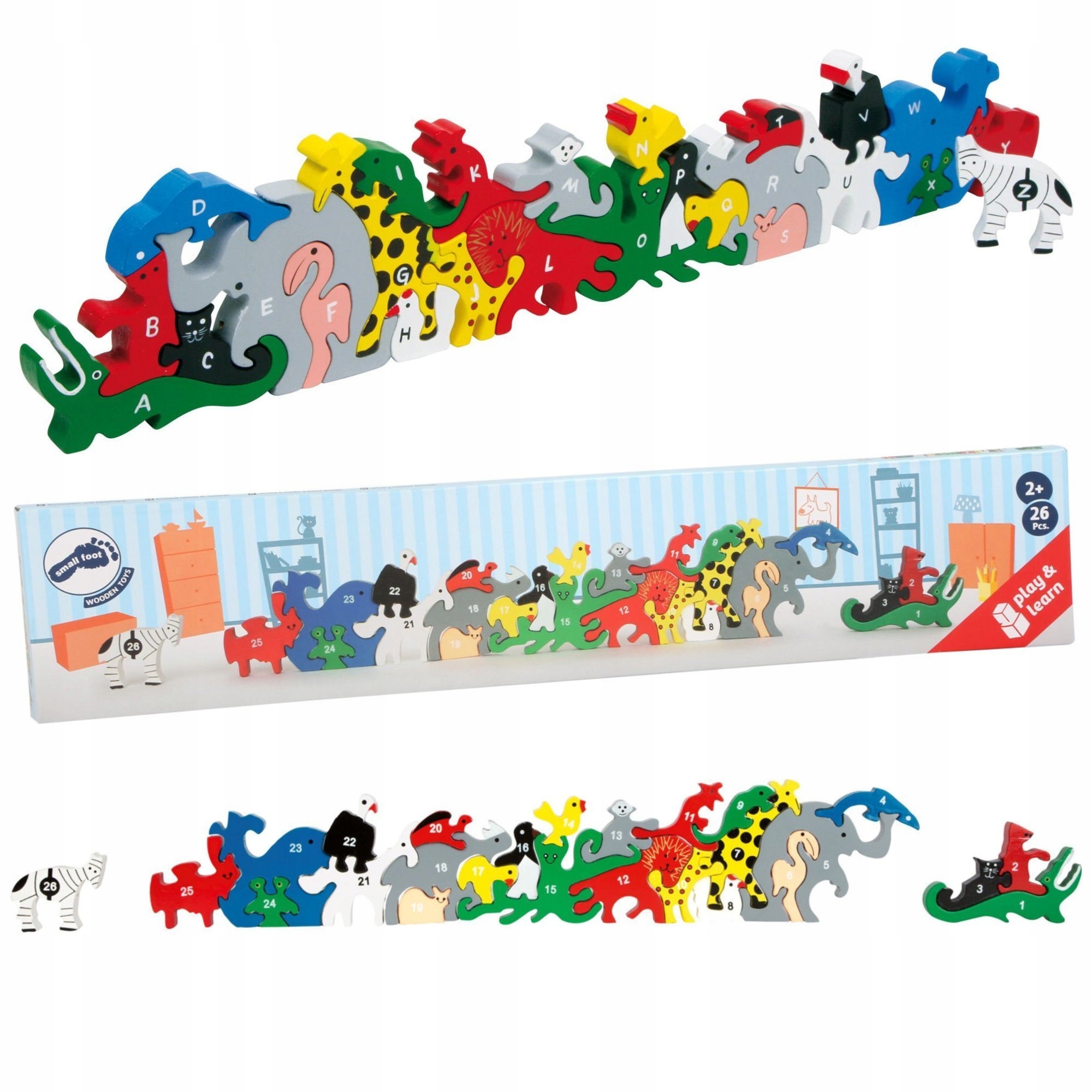 

Puzzle Drewniane Klocki Zwierzątka Litery Liczby