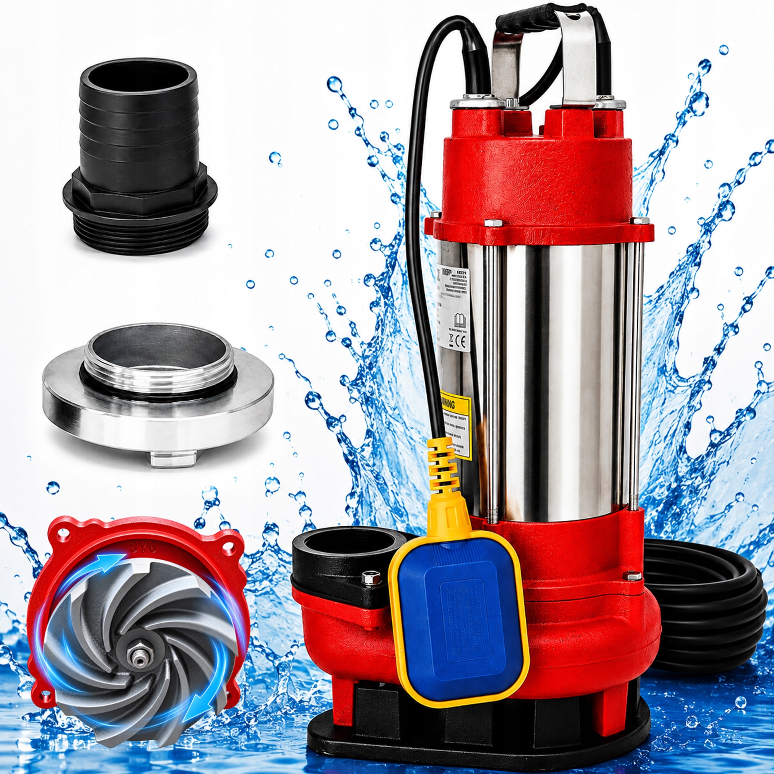 Čerpadlo do septiku na špinavou vodu Plovák 18000 l/h 750 W Výkonné