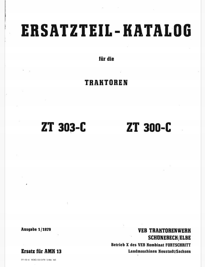 Katalog części Fortschritt ZT 303 ZT 300