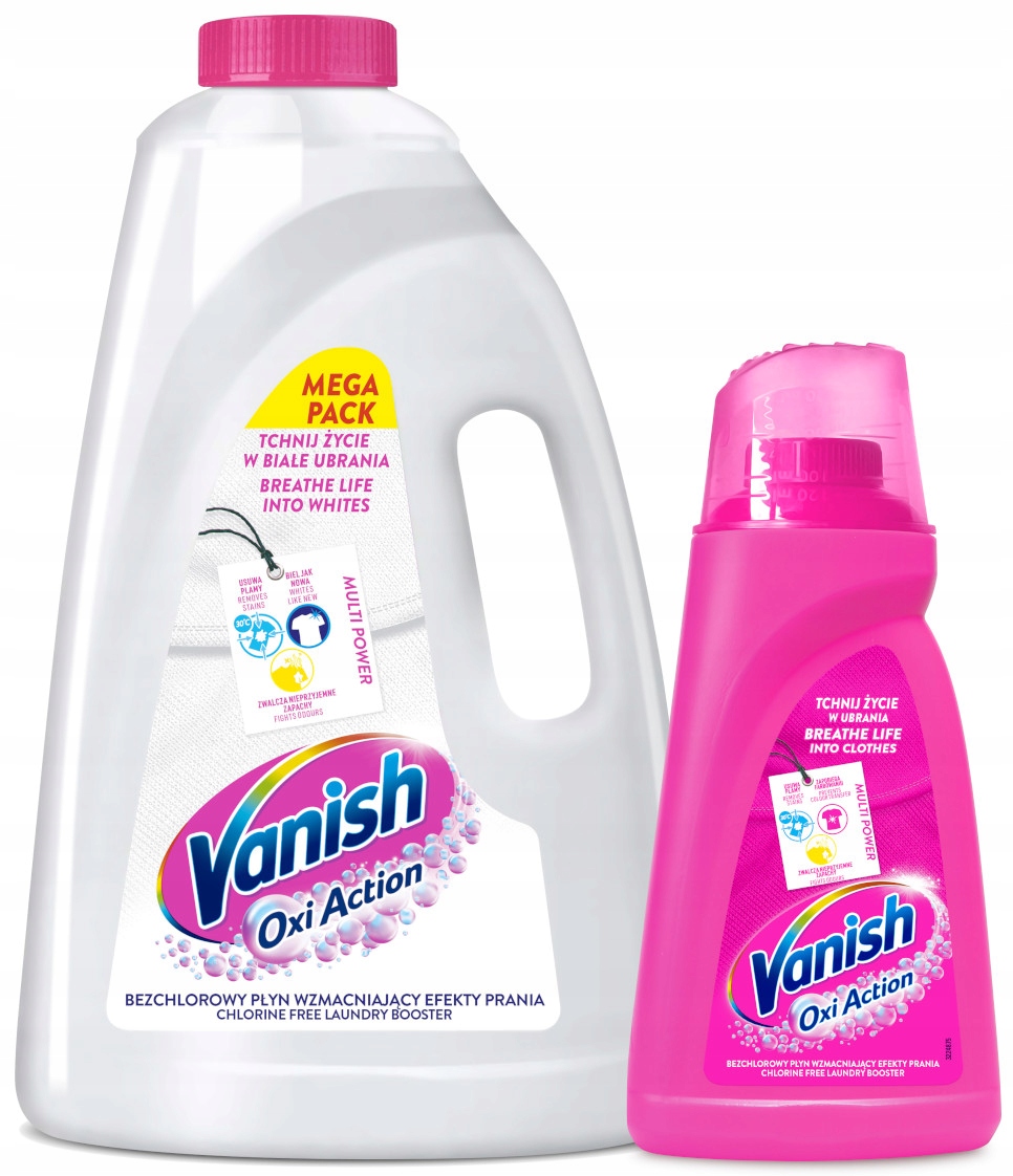 Levně Sada Vanish Oxi Action Tekuté odstraňovače skvrn na bílé 3L, barva 1L