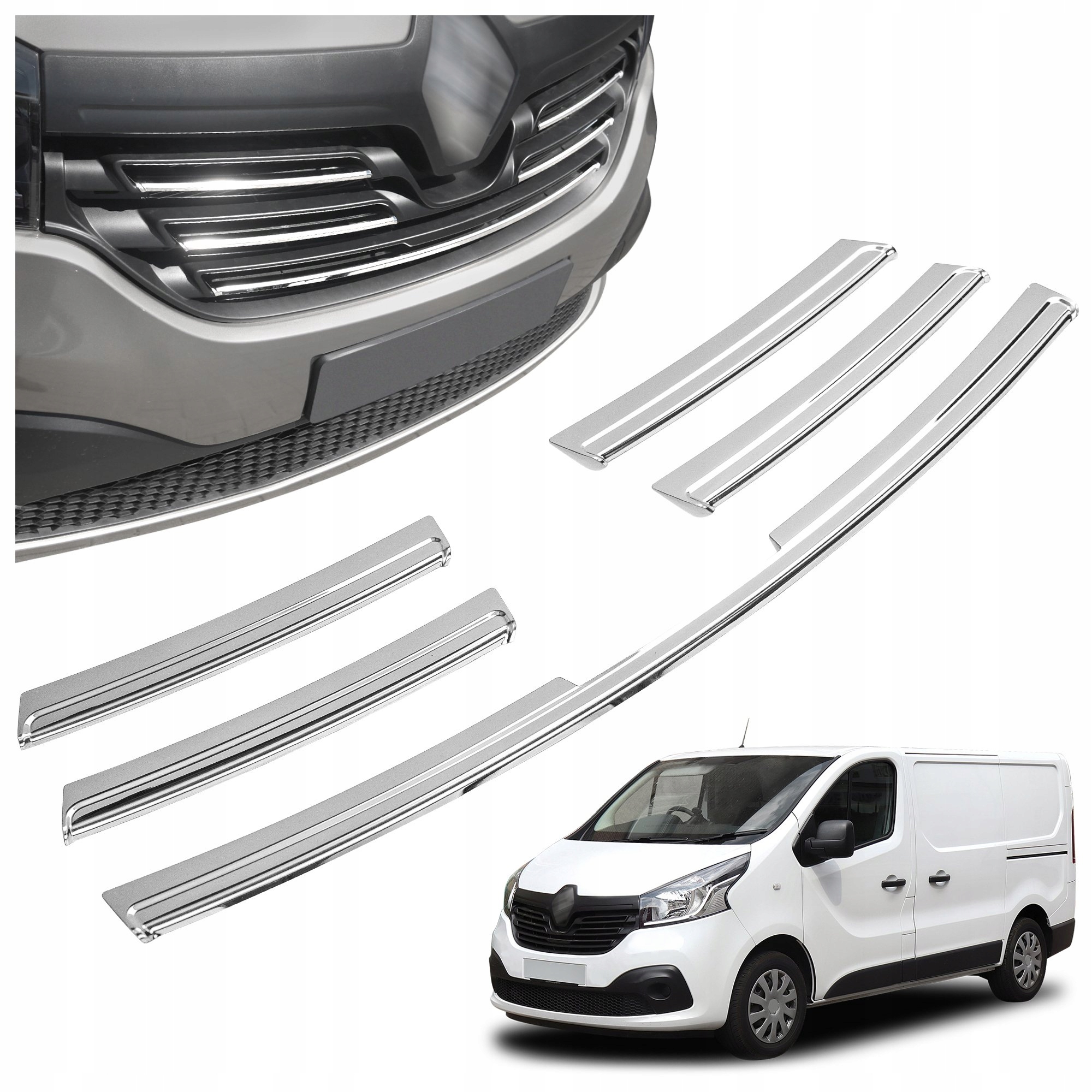 Lišty atrapy predného maskovača grilu pre Renault Trafic III 2014-2019