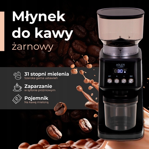 Młynek do kawy żarnowy Adler AD 4300 31 stopni mielenia 300g